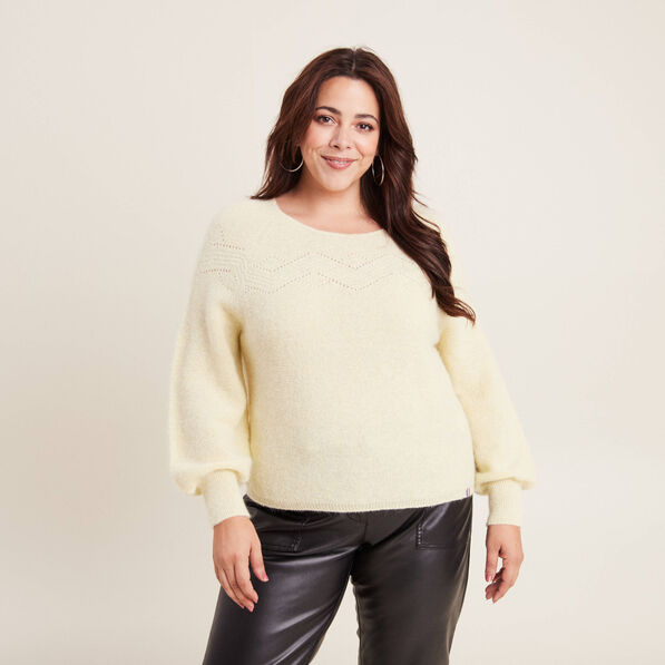 Pull confectionné en France jaune pastel femme