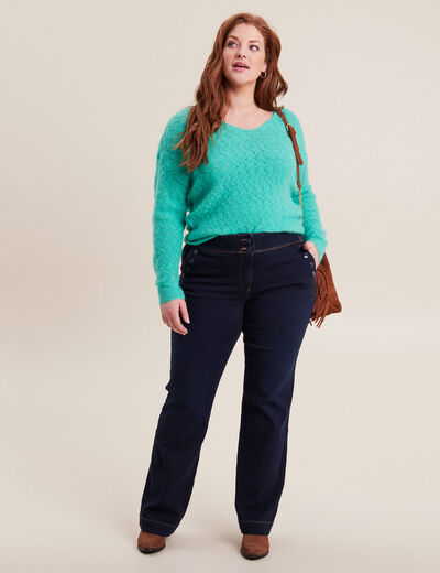 Jean bootcut taille haute denim brut femme