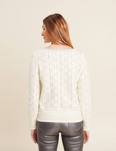 Pull manches longues clous ecru femme