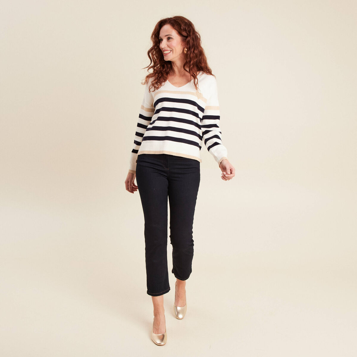 Pull manches longues blanc femme