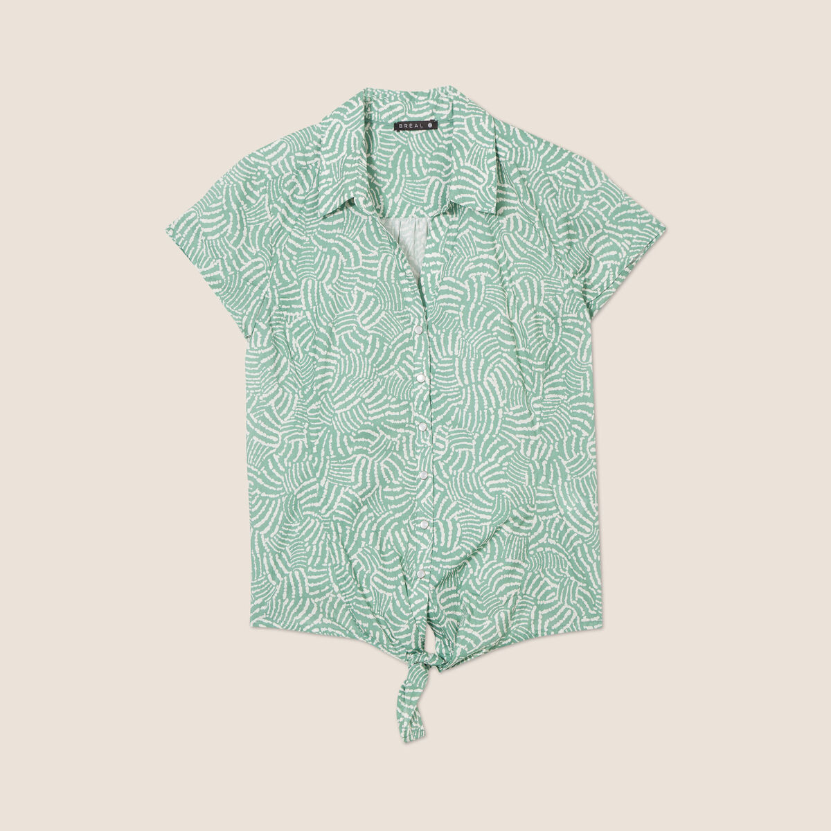 Chemise manches courtes nouée noir femme