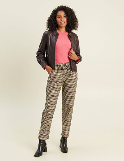 Veste doubl&eacute;e marron fonc&eacute; femme
