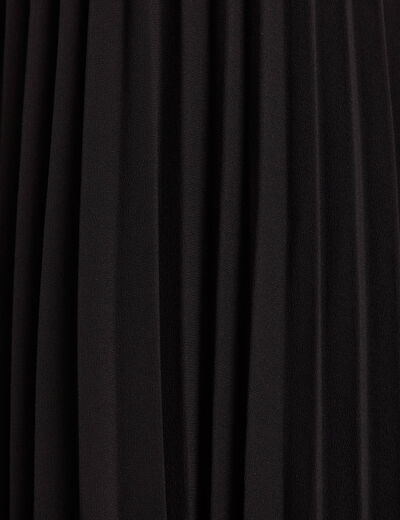Robe évasée plissée noir femme