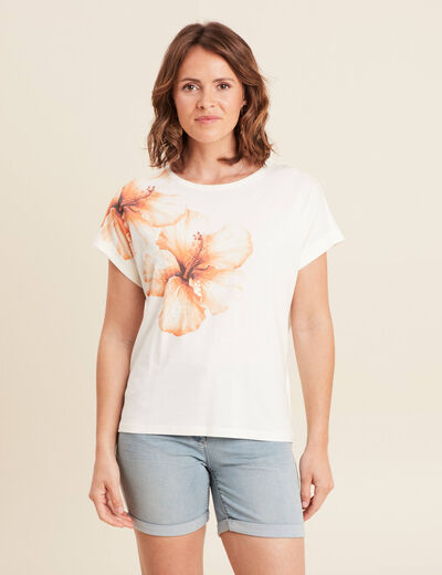 T-shirt manches courtes ecru femme