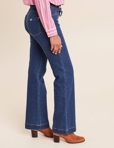 Jean coupe bootcut taille bascul&eacute;e denim stone femme