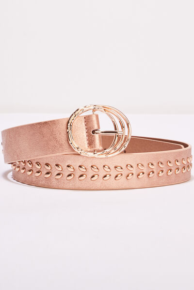 Ceinture avec clous rose clair femme