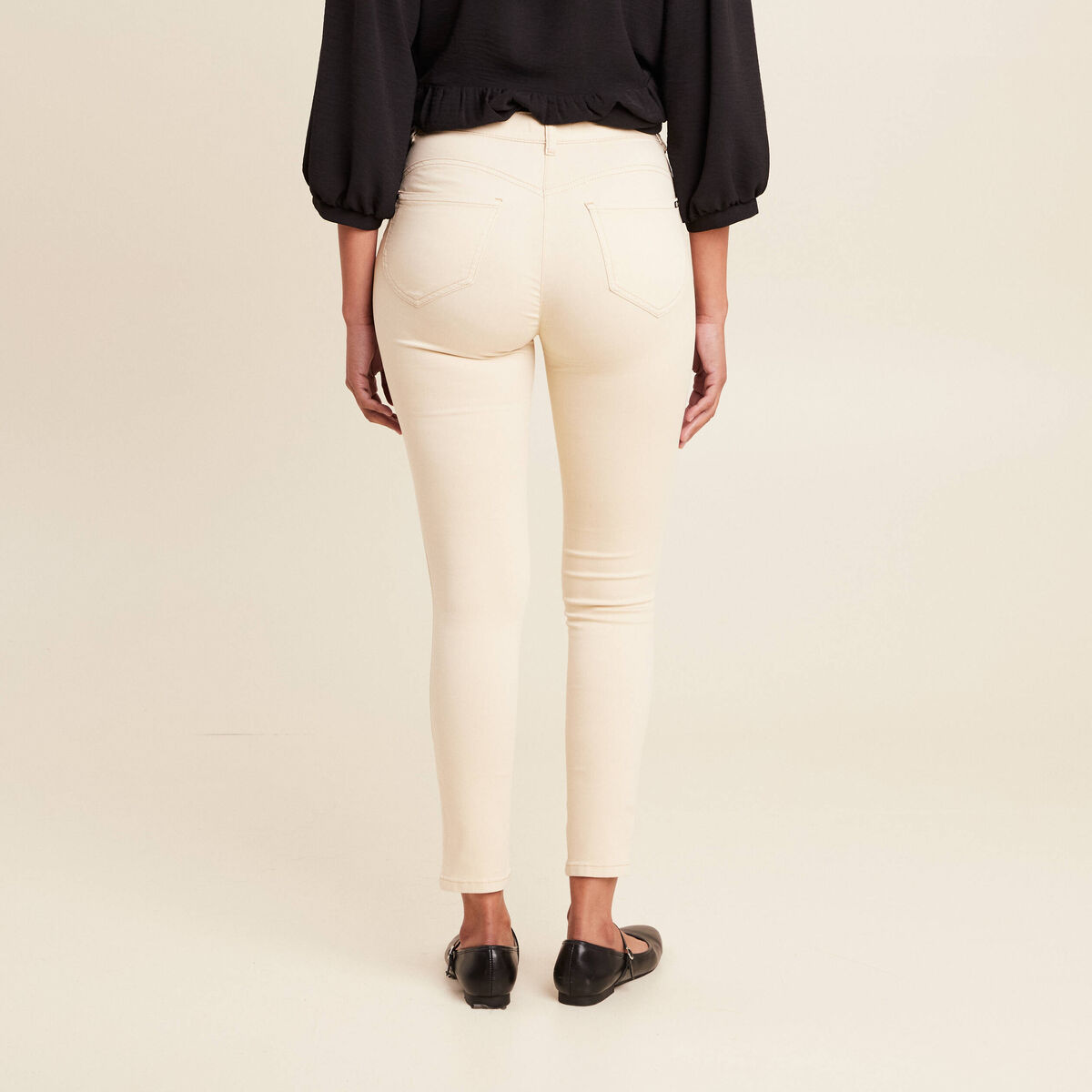 Pantalon léger taille standard 7/8ème ivoire femme