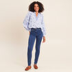 Blouse ample manches longues fluide bleu femme