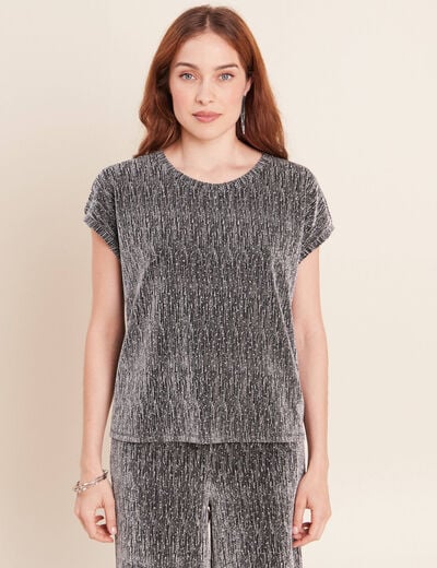 T-shirt manches courtes gris argent femme