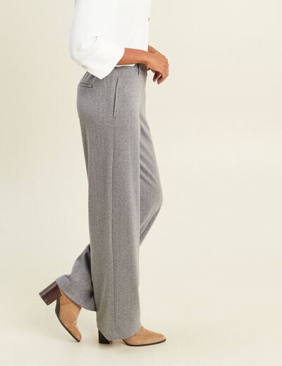 Pantalon loose taille bascul&eacute;e gris femme