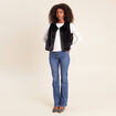 Gilet droit sans manches fausse fourrure noir femme