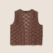 Gilet ajour&eacute; coupe droite courte marron femme