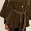 Poncho boutonn&eacute; ceintur&eacute; vert kaki femme