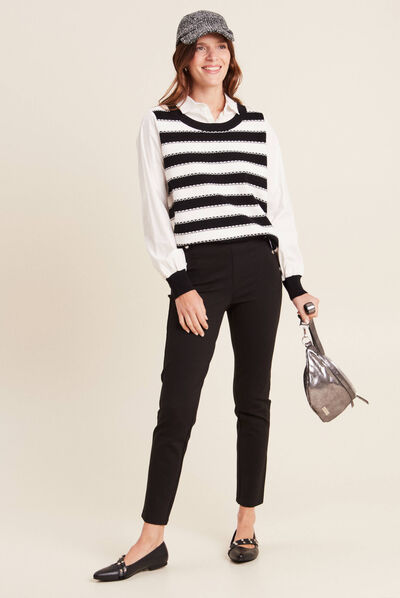 Pantalon tregging taille basculée noir femme
