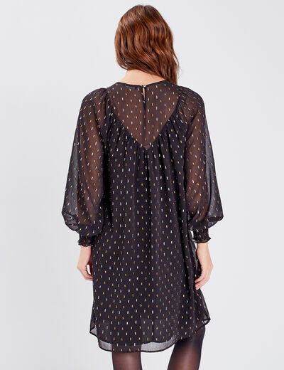 Robe droite fluide noir femme