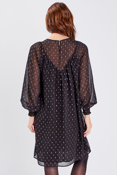Robe droite fluide noir femme