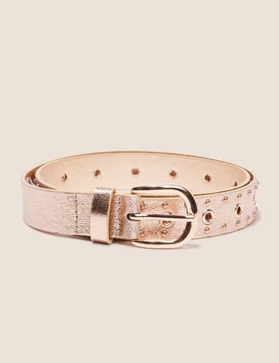 Ceinture métallisée oeillets couleur or femme