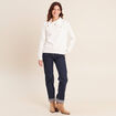 Pull droit col montant manches longues ecru femme