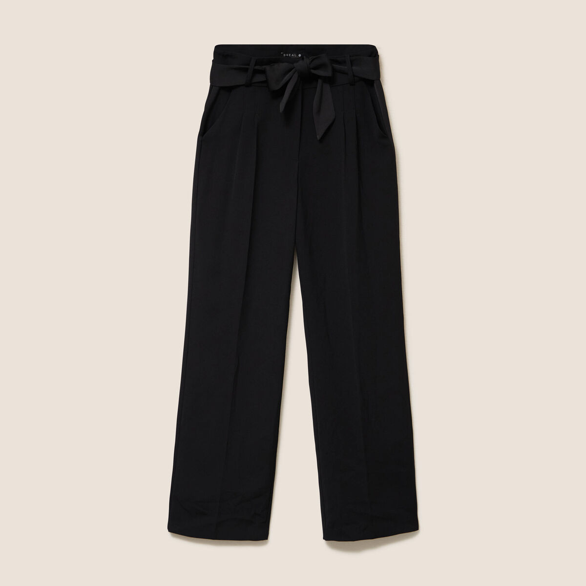 Pantalon satin&eacute; coupe droite noir femme