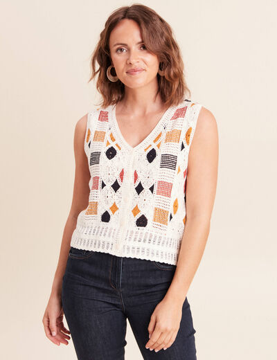 Gilet sans manches blanc femme