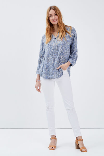 Chemise manches 3/4 blanc femme