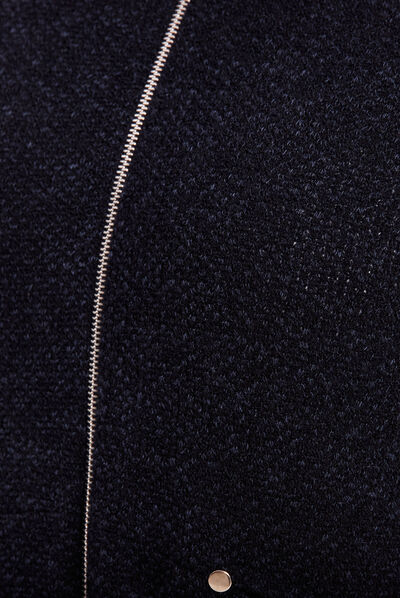 Gilet manches longues zippé bleu marine femme