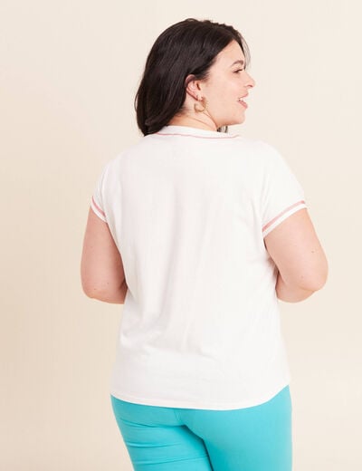 T-shirt col rond manches courtes ecru femme