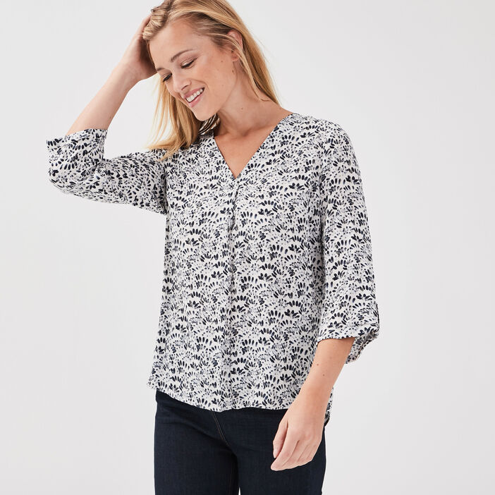 Blouse manches 3/4 blanc femme