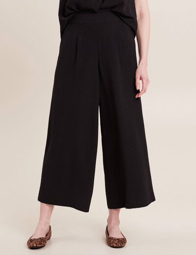 Pantalon large élastiqué noir femme