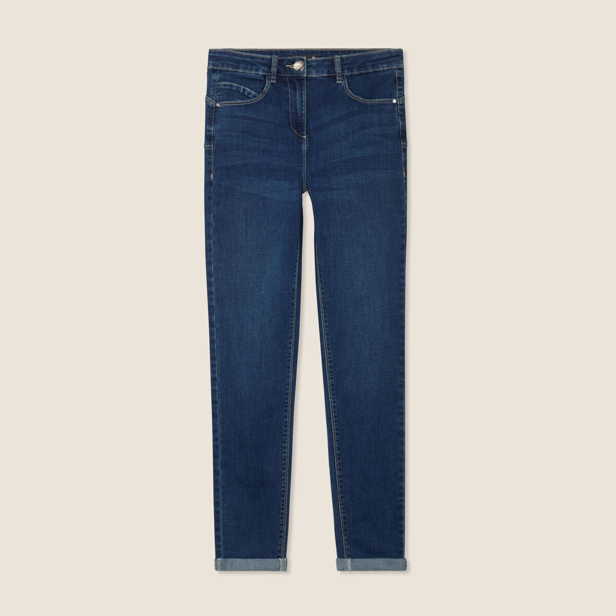 Jean coupe ajust&eacute;e 7/8&egrave;me denim brut femme
