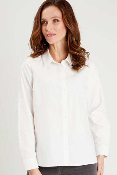 Chemise manches longues ecru femme
