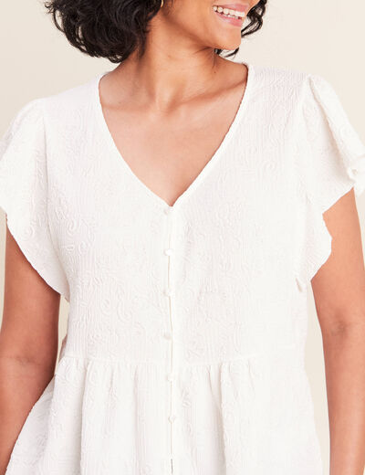Blouse manches courtes ecru femme