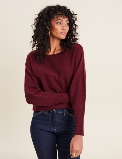 Pull manches longues bordeaux femme