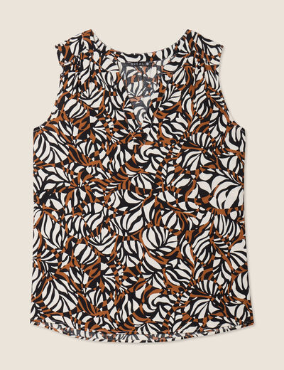 Blouse sans manches marron femme