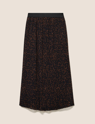 Jupe doubl&eacute;e marron femme