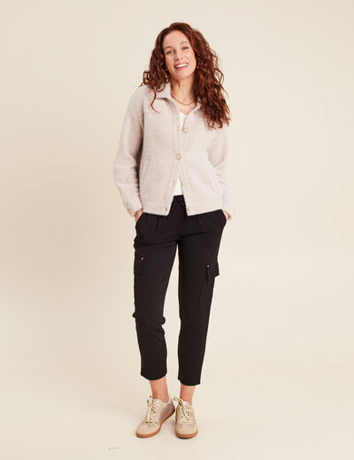 Veste droite manches longues beige femme