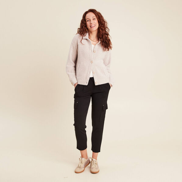 Veste droite manches longues beige femme