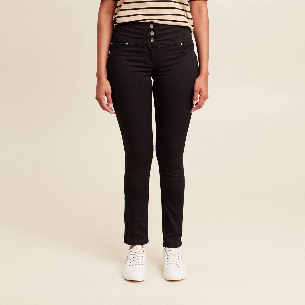 Pantalon magique Le Gainant ajust&eacute; denim noir femme