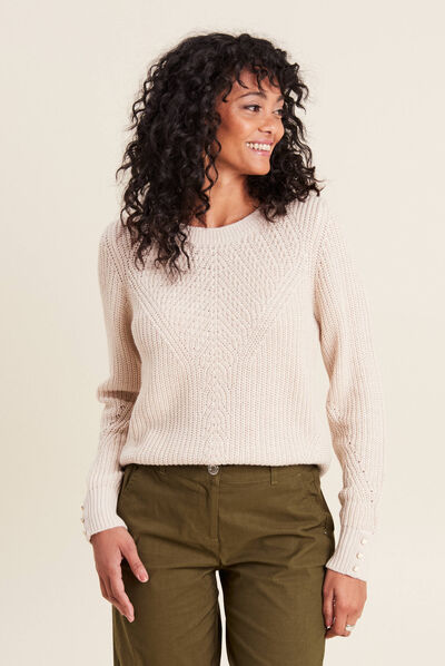 Pull manches longues creme femme