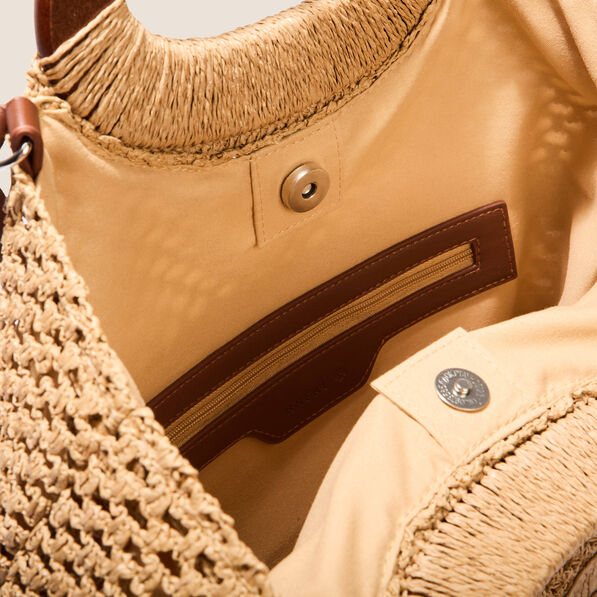 Sac cabas tressé sable femme