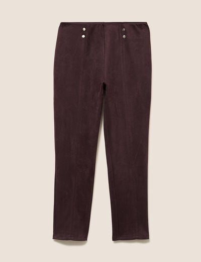 Legging 7/8&egrave;me taille haute aspect daim marron fonc&eacute; femme