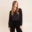 Chemise fluide &agrave; sequins manches longues noir femme