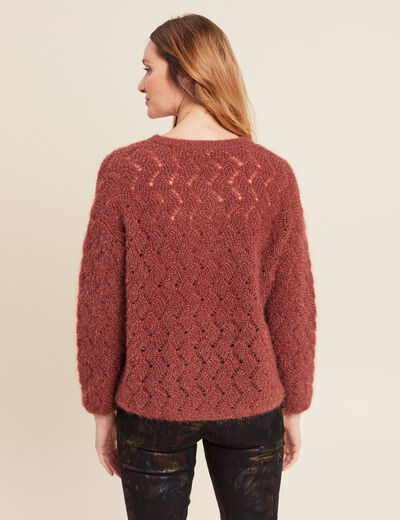 Pull manches longues ajouré couleur cuivre femme