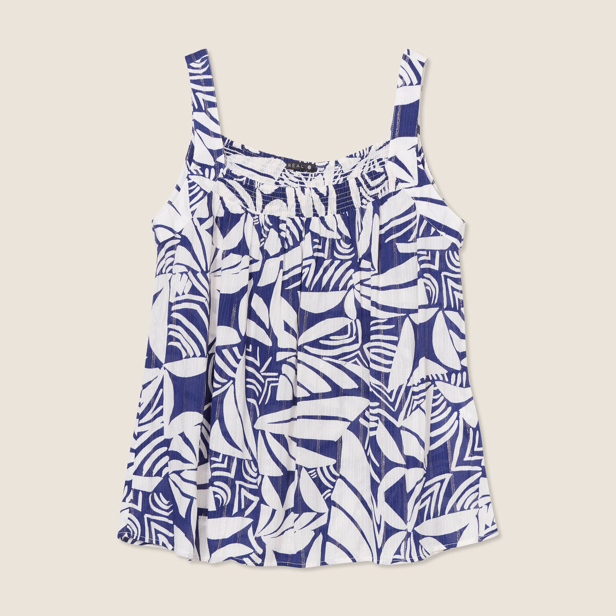 Blouse bretelles fines bleu femme