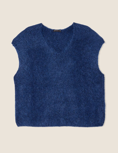 Pull sans manches bleu marine femme