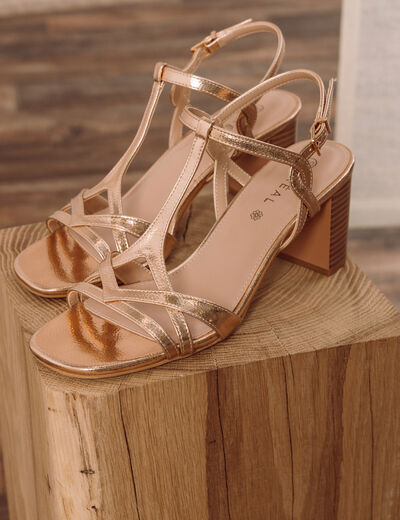 Sandales &agrave; talon rose clair femme