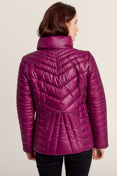 Doudoune courte cintrée déperlante violet foncé femme