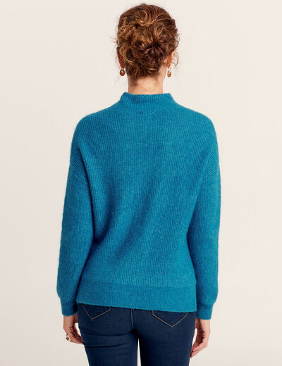 Pull manches longues bleu canard femme