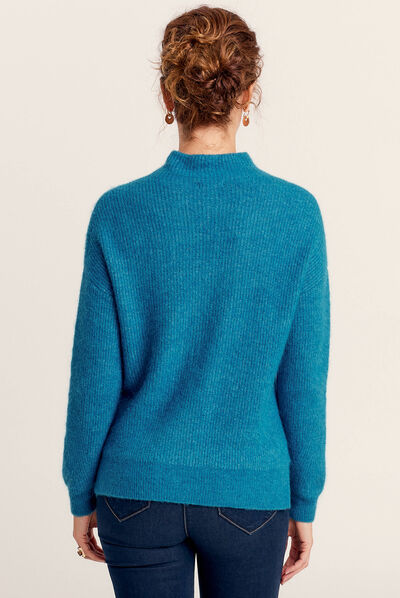 Pull manches longues bleu canard femme