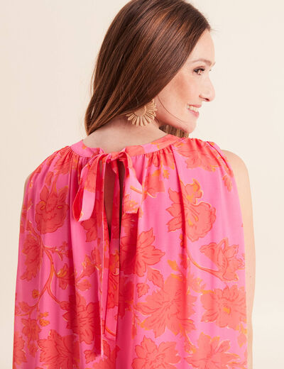 Robe ample courte sans manches doubl&eacute;e rose femme